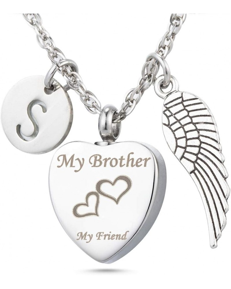 Cremation Urn Necklace My Brother My Friend Feather Charm 26 Initial Letter Alphabet Memorial Keepsake Pendant Ashes Jewelry ...