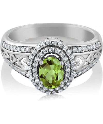 925 Sterling Silver Green Peridot Engagement Ring For Women (1.36 Cttw, Gemstone Birthstone, Available In Size 5, 6, 7, 8, 9)...