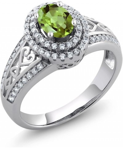 925 Sterling Silver Green Peridot Engagement Ring For Women (1.36 Cttw, Gemstone Birthstone, Available In Size 5, 6, 7, 8, 9)...