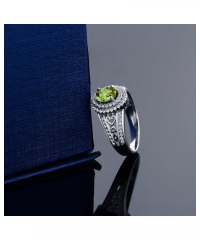 925 Sterling Silver Green Peridot Engagement Ring For Women (1.36 Cttw, Gemstone Birthstone, Available In Size 5, 6, 7, 8, 9)...