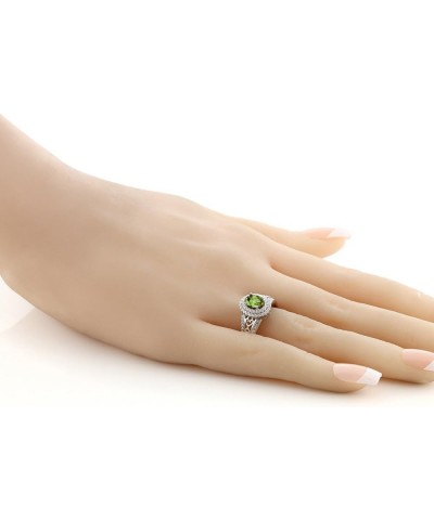 925 Sterling Silver Green Peridot Engagement Ring For Women (1.36 Cttw, Gemstone Birthstone, Available In Size 5, 6, 7, 8, 9)...