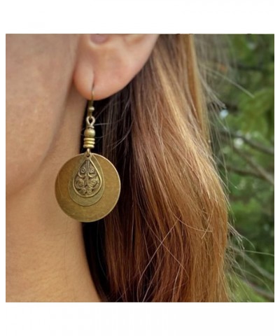 Unique Bohemian Earrings Handmade Antique Ethnic Style Earrings Vintage Boho Round Earrings for Women Girls Ethnic Jewelry Bo...