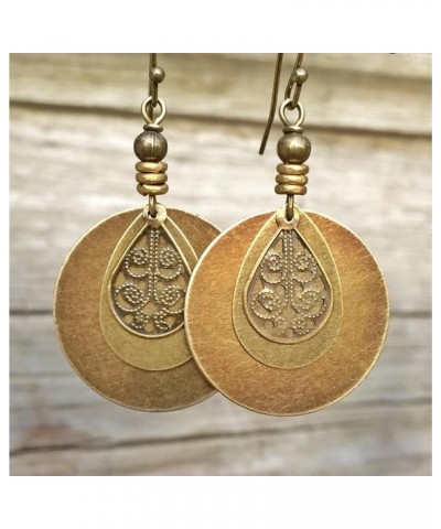 Unique Bohemian Earrings Handmade Antique Ethnic Style Earrings Vintage Boho Round Earrings for Women Girls Ethnic Jewelry Bo...