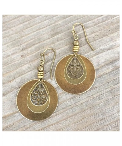 Unique Bohemian Earrings Handmade Antique Ethnic Style Earrings Vintage Boho Round Earrings for Women Girls Ethnic Jewelry Bo...