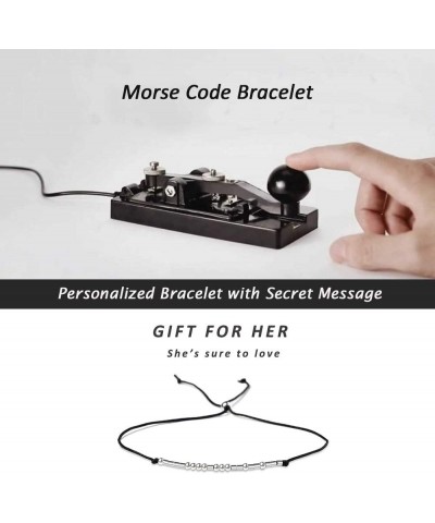 Morse Code Bracelet for Women Sterling Silver Beads on Silk Cord Secret Message Fuck Friendship Inspirational Encouragement B...