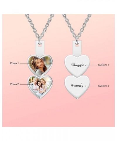 Personalized Heart Photo Necklace with Names Customized Engraved Picture Necklace Memorial Family Necklace Gift for Women Mom...