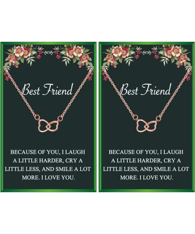 Best Friend Necklaces for 2 Girls Friendship Necklace for Women BFF Necklaces for Birthday Christmas Gift B: 2 Heart Set Rose...