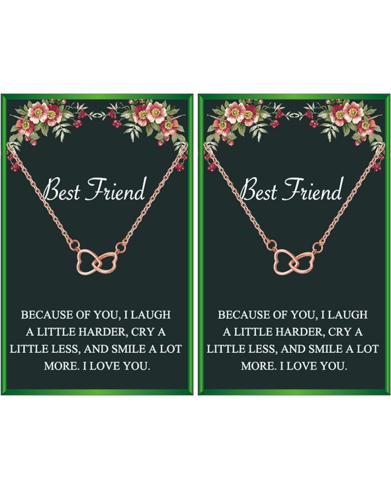 Best Friend Necklaces for 2 Girls Friendship Necklace for Women BFF Necklaces for Birthday Christmas Gift B: 2 Heart Set Rose...