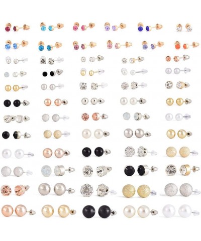 62 Pairs Earrings Set Simulated Pearl Earrings Set Stud Earrings Set Rhinestone Circle Ball Hypoallergenic Earring Set Jewelr...