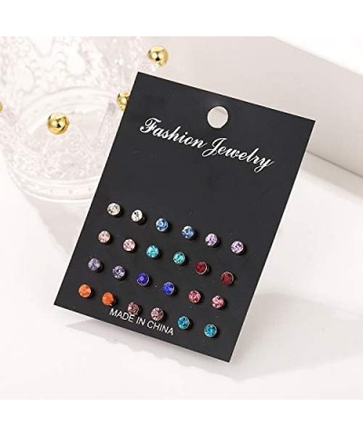 62 Pairs Earrings Set Simulated Pearl Earrings Set Stud Earrings Set Rhinestone Circle Ball Hypoallergenic Earring Set Jewelr...