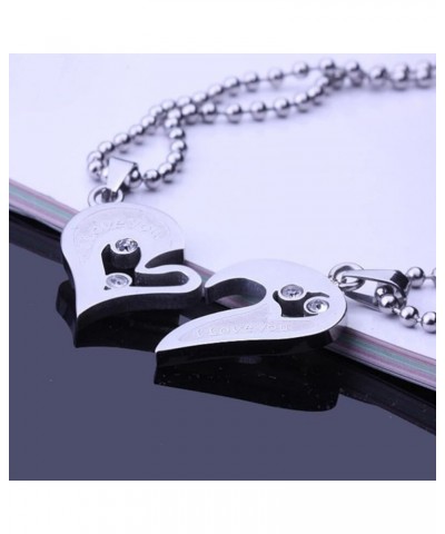 Necklace Chain for Women Girls, 2Pcs/Set I Love You Rhinestone Inlaid Matching Heart Pendant Couple Necklace Pendant Necklace...