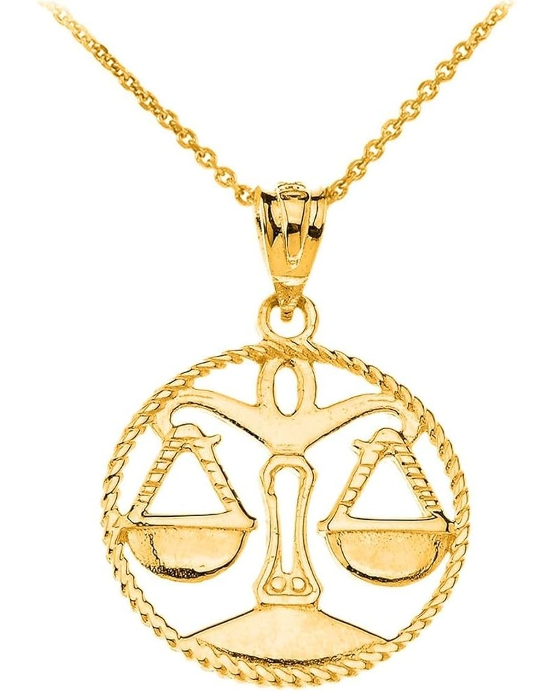 Astrology Jewelry 14k Gold Round Zodiac Sign Horoscope Constellation Rope-Style Pendant Necklace LIBRA 16.0 Inches $130.19 Ne...