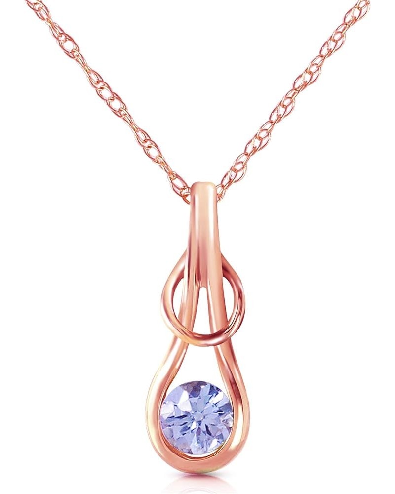 14K Solid Gold Necklace with Natural Tanzanite Rose Gold 24.0 Inches $187.86 Necklaces