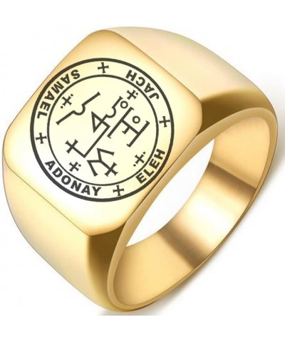 Mens Womens Sigil of Archangel Samael Solomon Stainless Steel Amulet Magic Protection Ring 5.Gold 14MMx15MM $6.43 Rings