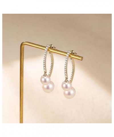 Elegant Simulated Pearl Crystal/Cubic Zirconia Dangle Earrings for Women Bride S-clear gold tone $11.59 Earrings