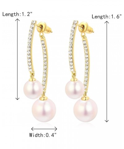 Elegant Simulated Pearl Crystal/Cubic Zirconia Dangle Earrings for Women Bride S-clear gold tone $11.59 Earrings