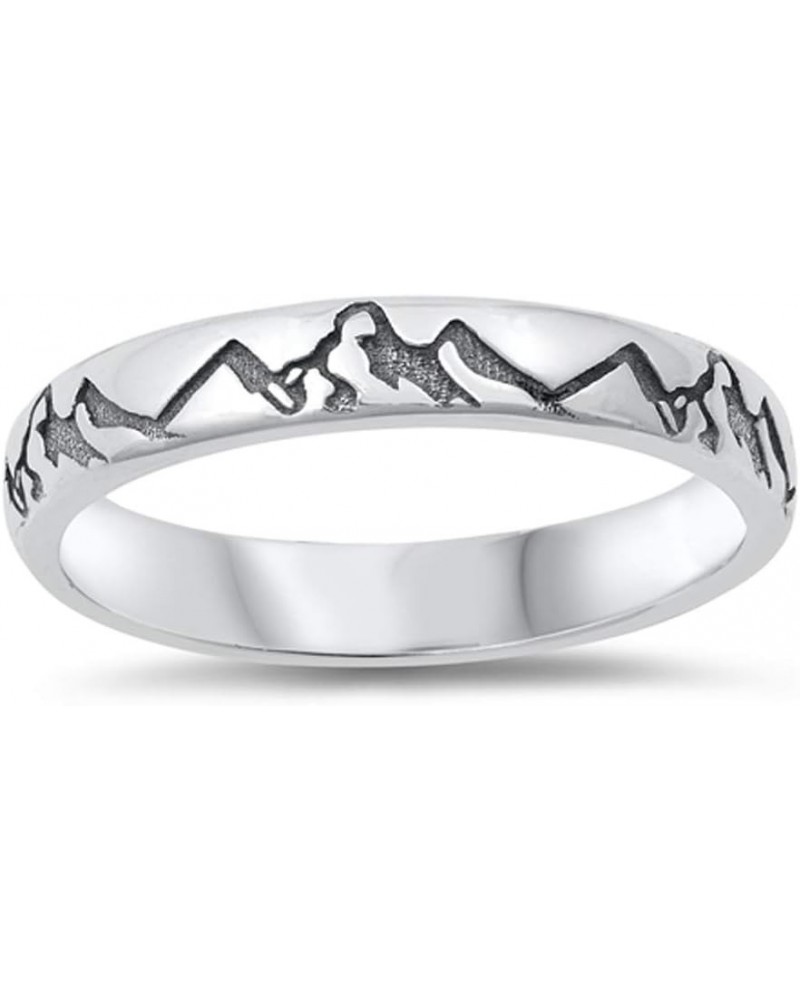 Oxidized Mountain Range Ring New .925 Sterling Silver Band Sizes 4-12 $13.61 Rings