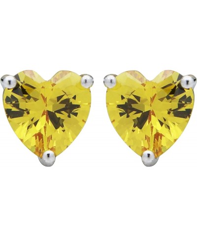 925 Sterling Silver 18k White Gold Plated 3.0ct Heart Ruby Sapphire Emarald Stud Earrings Yellow $12.90 Earrings