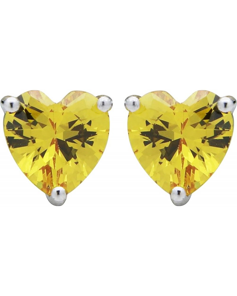 925 Sterling Silver 18k White Gold Plated 3.0ct Heart Ruby Sapphire Emarald Stud Earrings Yellow $12.90 Earrings