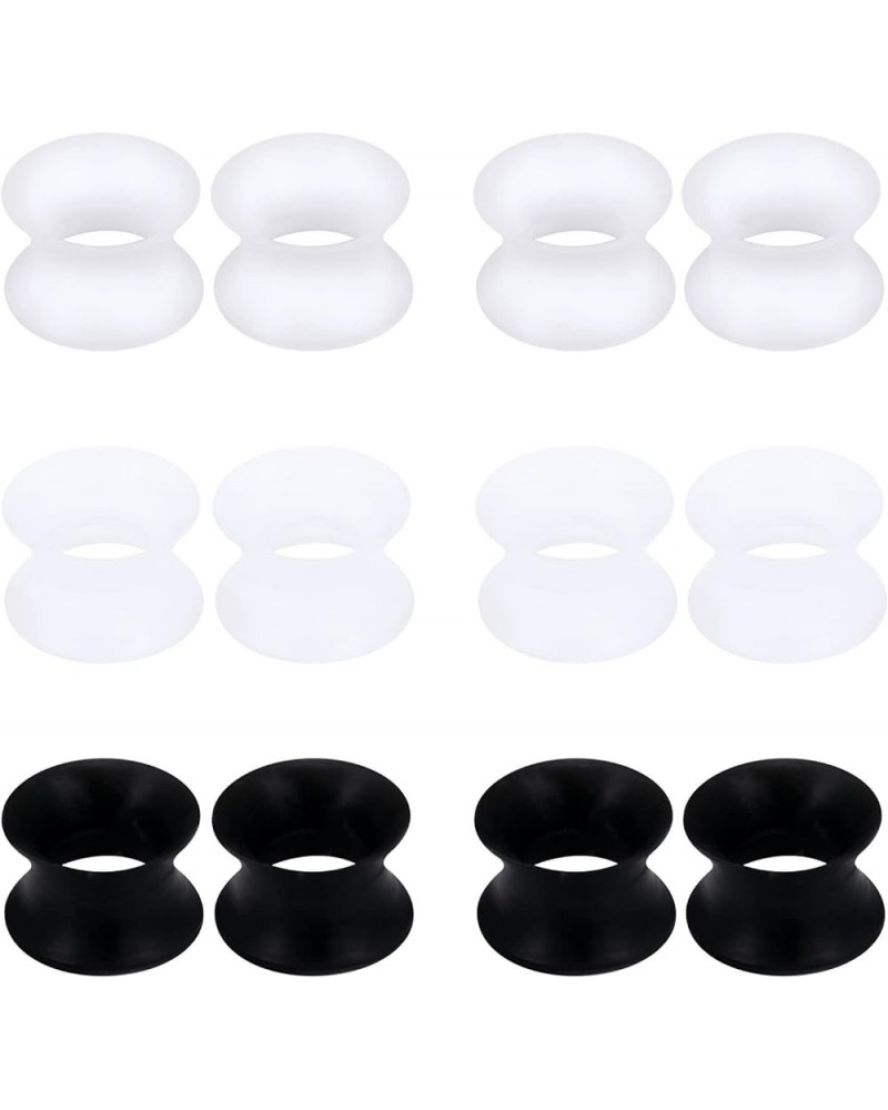 6 Pairs Ultra Thin Silicone Ear Plugs Tunnels Flexible Ear Earlets Ear Skin Flexible Flesh Tunnel Expander Stretching Gauge E...