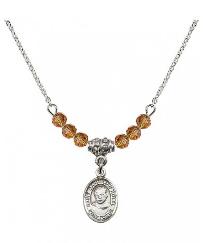 November Birth Month Bead Necklace with Catholic Patron Saint Petite Charm, 18 Inch Saint Maximilian Kolbe $32.44 Necklaces