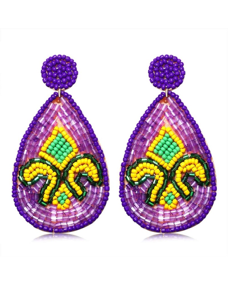 Mardi Gras Beaded Earrings Dangling Festival Boho Mask Llama Seed Bead Dangle Earrings Statement Fun Alpaca Drop Earrings for...