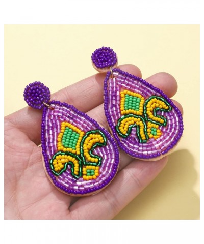 Mardi Gras Beaded Earrings Dangling Festival Boho Mask Llama Seed Bead Dangle Earrings Statement Fun Alpaca Drop Earrings for...