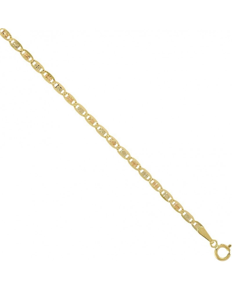 10K Solid Yellow Gold VALENTINO Chain Necklaces Tri-color Diamond cut 2.1-2.8 mm Nickel Free, 16-24 inches long 20.0 Inches Y...