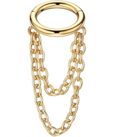 16g Surgical Steel Cartilage Hoops with Chains Designs Collection 2 Chains, Gold, 6mm $9.35 Body Jewelry