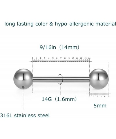 12mm-18mm 14G Tongue Rings Nipple Straight Barbells Surgical Steel Body Piercing Jewelry Style C -24pcs, silver & black $9.53...