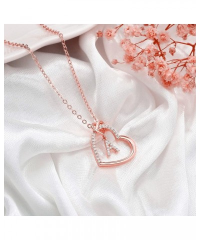 Heart Necklaces for Women Girls - S925 Sterling Silver Heart Initial Necklaces for Women Girls Jewelry Letter Necklaces for T...