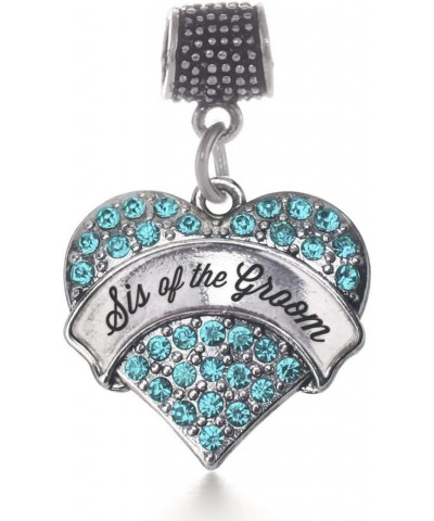 Silver Pave Heart Charm for Bracelet with Cubic Zirconia Jewelry Aqua Sis of the Groom $10.99 Bracelets