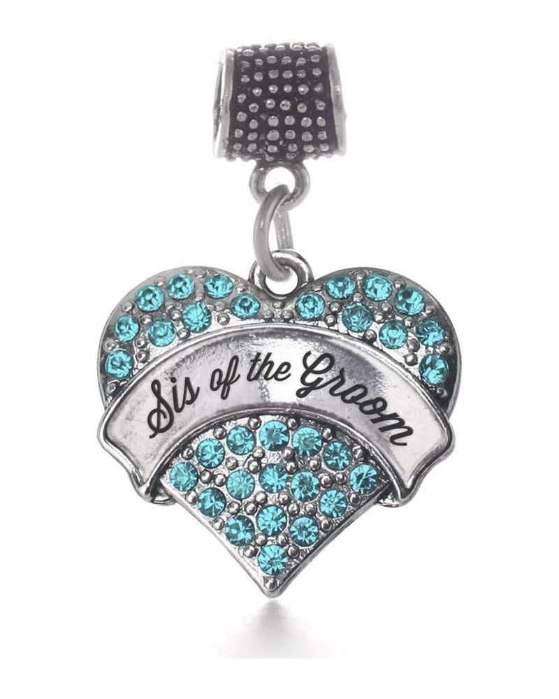 Silver Pave Heart Charm for Bracelet with Cubic Zirconia Jewelry Aqua Sis of the Groom $10.99 Bracelets