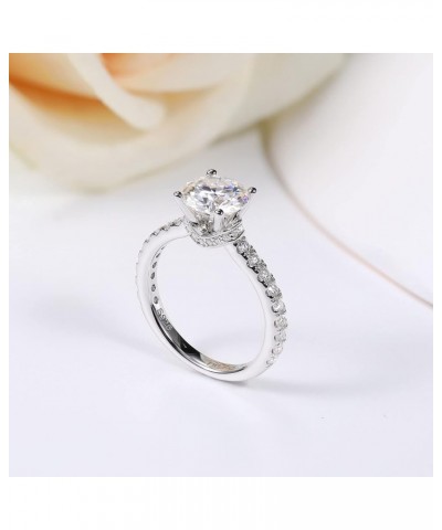 Moissanite Engagement Rings for Women Round/Emerald Cut Solitaire Rings S925 Sterling Silver D Color Lab Created Diamond Prom...