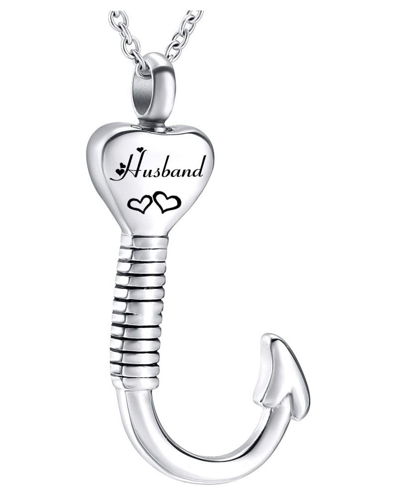 Heart-Shape Fish Hook Cremation Jewelry Ashes Urn Necklace Memorial Pendant Stainless Steel Waterproof Urn Pendant husband $1...