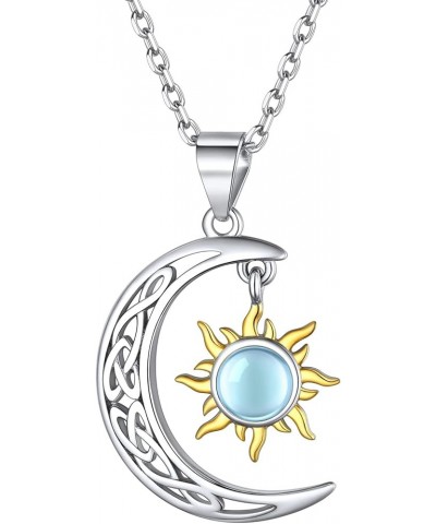 925 Sterling Silver Moonstone Sun and Moon Pendant Necklace for Women Sun Moon $14.70 Necklaces