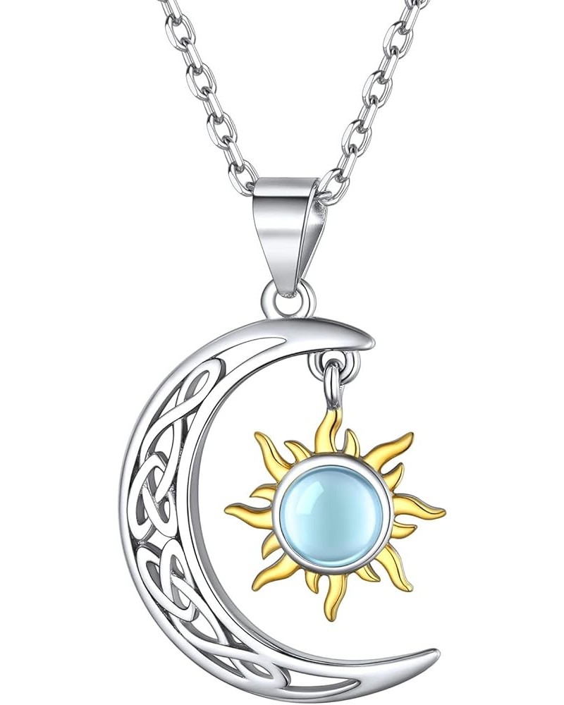 925 Sterling Silver Moonstone Sun and Moon Pendant Necklace for Women Sun Moon $14.70 Necklaces