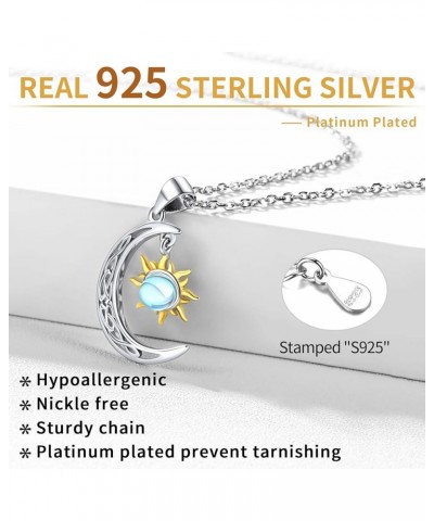 925 Sterling Silver Moonstone Sun and Moon Pendant Necklace for Women Sun Moon $14.70 Necklaces