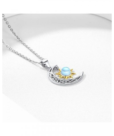 925 Sterling Silver Moonstone Sun and Moon Pendant Necklace for Women Sun Moon $14.70 Necklaces