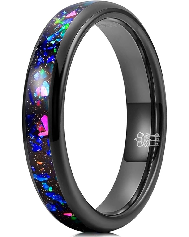 Mens Womens Tungsten Rings 8mm 4mm Galaxy Series Created-opal Inlay Wedding Bands Blue Color Stones 4mm $16.80 Rings