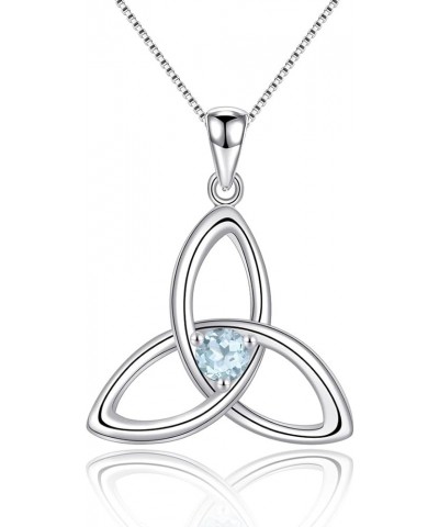 Irish Celtic Triquetra Knot Birthstone 925 Sterling Silver Pendant Necklace for Women Rhodium Plated Healthcare Fine Jewelry ...