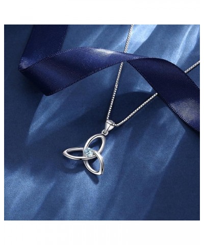 Irish Celtic Triquetra Knot Birthstone 925 Sterling Silver Pendant Necklace for Women Rhodium Plated Healthcare Fine Jewelry ...