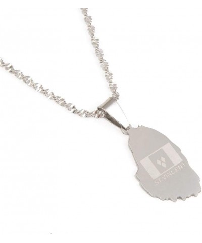 ST. Vincent Map Pendant and Thin Chain Necklaces Saint Vincent Maps Jewelry Gifts silver $8.11 Necklaces