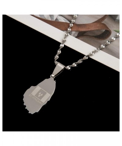 ST. Vincent Map Pendant and Thin Chain Necklaces Saint Vincent Maps Jewelry Gifts silver $8.11 Necklaces