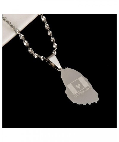 ST. Vincent Map Pendant and Thin Chain Necklaces Saint Vincent Maps Jewelry Gifts silver $8.11 Necklaces