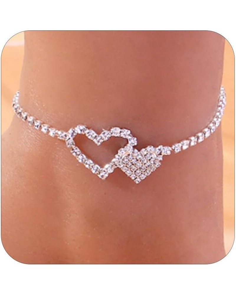 Anklets for Women Silver Layered Ankle Bracelets for Women Trendy Dainty Pearl Cubic Zirconia Anklet Cuba Link Chain Anklets ...