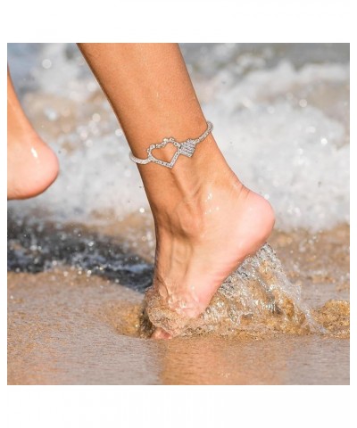 Anklets for Women Silver Layered Ankle Bracelets for Women Trendy Dainty Pearl Cubic Zirconia Anklet Cuba Link Chain Anklets ...