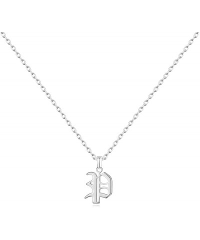 18K Gold Plated Initial Necklace Old English Letter Pendant Jewelry Gift for Women Teen Girls Silver P $4.39 Necklaces