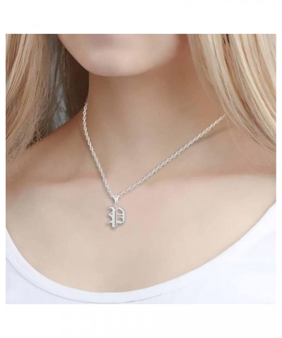 18K Gold Plated Initial Necklace Old English Letter Pendant Jewelry Gift for Women Teen Girls Silver P $4.39 Necklaces