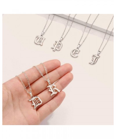 18K Gold Plated Initial Necklace Old English Letter Pendant Jewelry Gift for Women Teen Girls Silver P $4.39 Necklaces